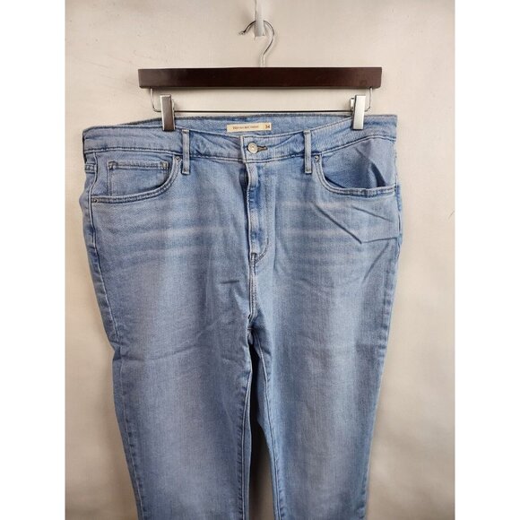 Levi's 721 Light Blue Denim Skinny Leg High Rise Stretch Jeans Size 34 - Picture 2 of 10